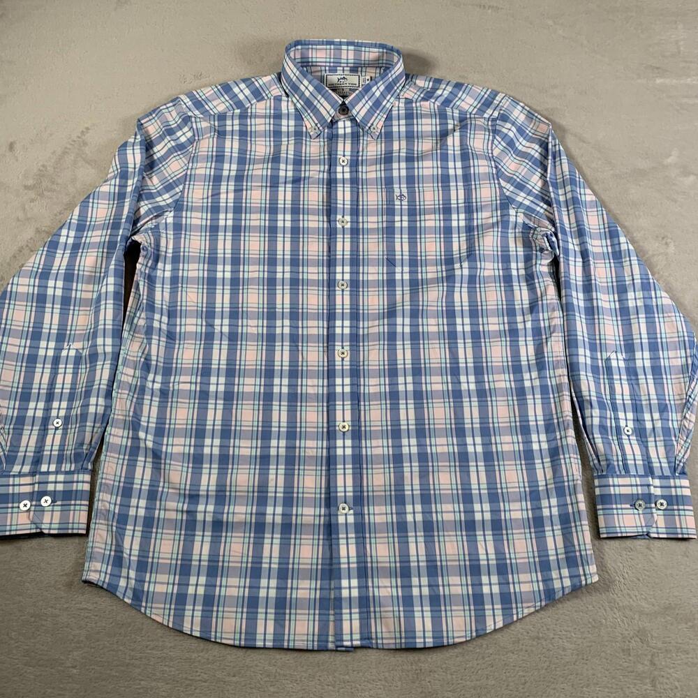 Southern Tide Shirt Mens Medium Plaid Intercoastal Button Down Performance Stret